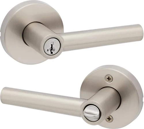 Miniatura 14 de Kwikset Milan - Manija de puerta de paso interior, palanca para puertas de armario y pasillo, manija reversible sin bloqueo, níquel satinado