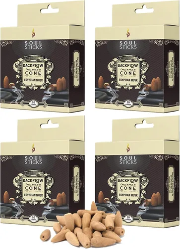Miniatura 20 de Soul Sticks Conos de incienso de reflujo – 40 conos orgánicos hechos a mano para quemador de cascada Paquete de 4 aromas aromáticos de larga Go