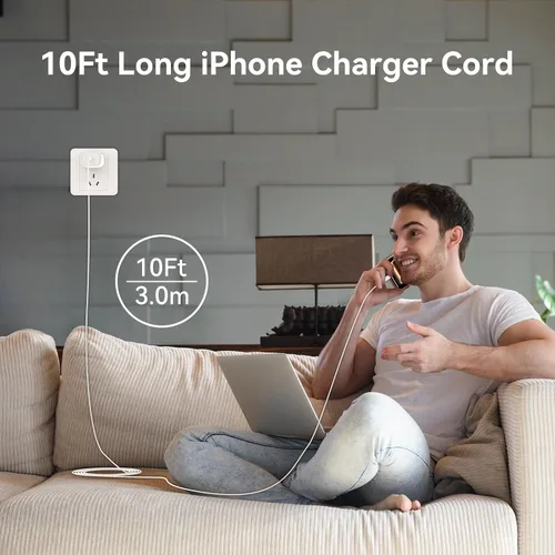 Miniatura 6 de Cargador para iPhone 17, 16, 15 Pro Max, cable largo USB C de carga rápida de 10 pies para Apple iPhone Block, con cargadores PD iPhone 17 de 20 W