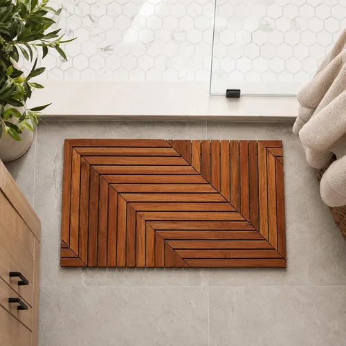 Miniatura 8 de Tapete de baño de teca - Tapete de ducha de baño - Alfombra de ducha de madera - Alfombra de ducha mate - Tapete de ducha de madera - Tapetes