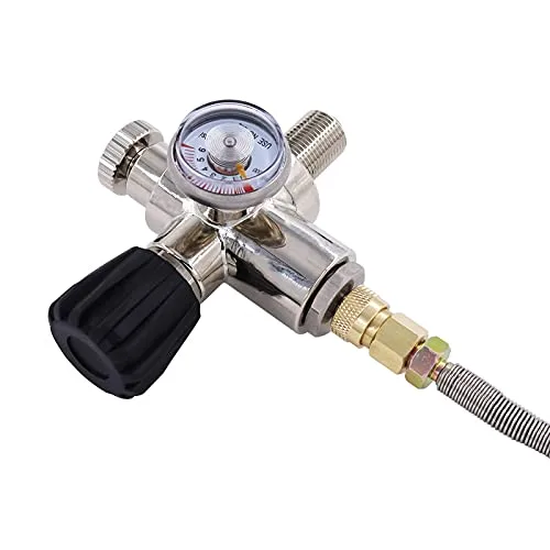 Miniatura 3 de TUXING 4500PSI/300Bar Pcp Tanque DIN Válvula Buceo Adaptador de doble calibre con manguera de 24 "tanque Paintball HPA, estación de llenado de aire
