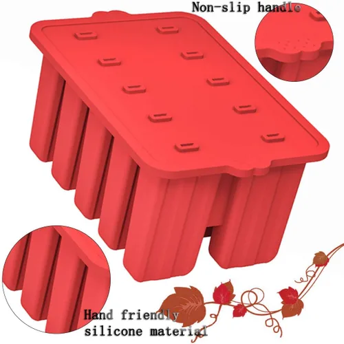Miniatura 4 de Moldes de silicona para paletas, 10 cavidades, moldes caseros para paletas de hielo, de grado alimenticio, sin BPA, con palitos para hacer paletas