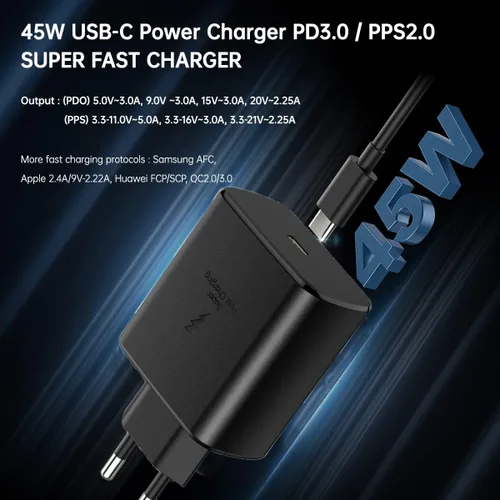 Miniatura 2 de 45W Europa Super Fast Charger Europeo Travel Plug Adaptador para Samsung Galaxy S26 S25 S24 S23 S22 Ultra Plus iPhone MacBook UE Adaptador