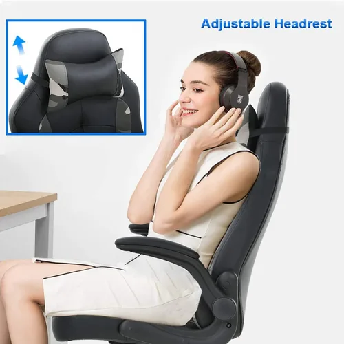 Miniatura 5 de Silla de juegos de PC de piel sintética, silla giratoria giratoria para tareas de carreras, sillas de escritorio ergonómicas con respaldo alto