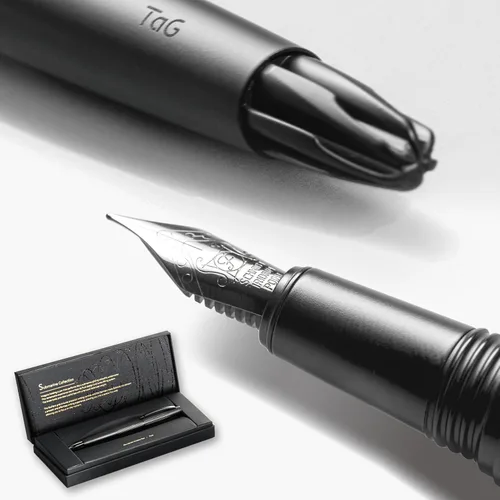 Miniatura 7 de TAG Pluma Estilográfica de Lujo Submarine – Recambio TurbineDriven, Plumín Mediano Chapado en Oro, Elegante Regalo de Escritura para Hombres