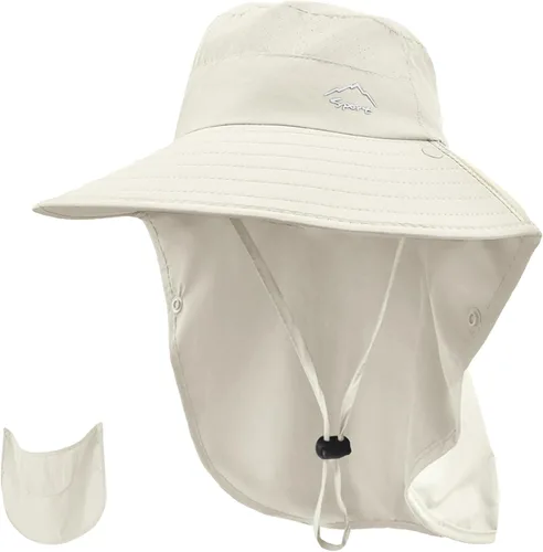 Miniatura 20 de Rosoz - Sombrero de sol para hombres y mujeres con solapa para el cuello, ala ancha, UPF50+, sombrero de pesca con cubierta facial desmontable