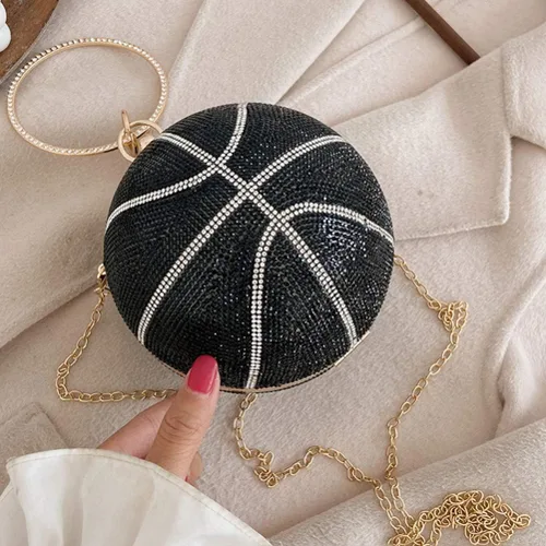 Miniatura 7 de ValiCLUD - Bolso de noche para mujer, redondo, con forma de baloncesto