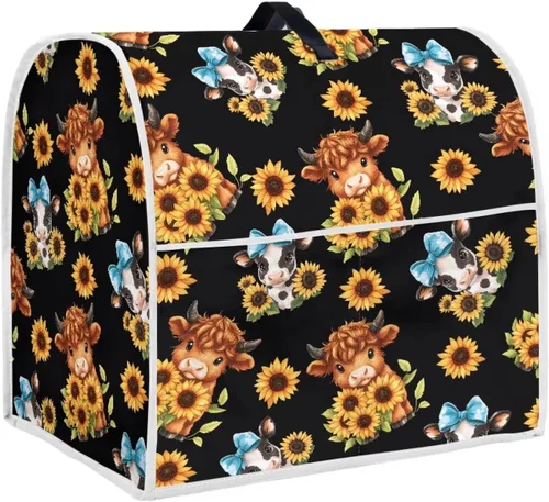 Miniatura 16 de UNICEU Protector de cubierta de batidora de soporte de cocina con estampado retro de mariposa de girasol, con mango superior, cubierta de polvo