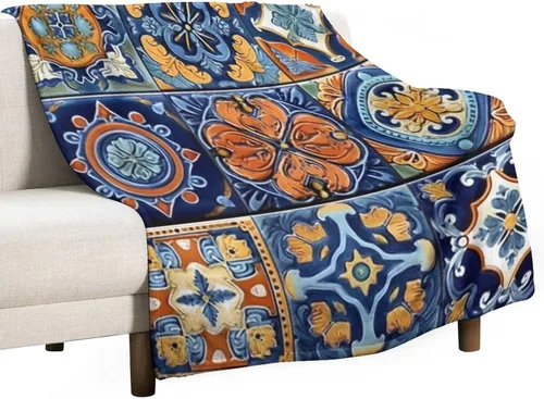 Miniatura 8 de Manta bohemia mexicana retro a rayas multicolor, manta bohemia étnica cálida de 30 x 40 pulgadas, suave manta de felpa mullida y acogedora manta