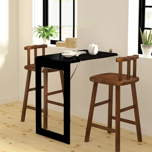 Mesa flotante invisible montada en la pared, mesas de bar plegables, banco de trabajo, escritorio para computadora portátil, mesa de comedor de Negro