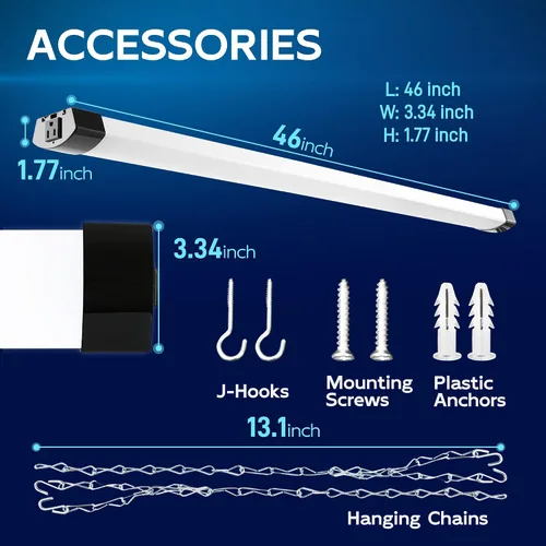 Miniatura 6 de hykolity lámpara de tienda LED de 4 pies, 70 W enchufable, 8000 lm (equivalente a 300 W), 5000 K, lámparas de tienda LED para garajes, talleres