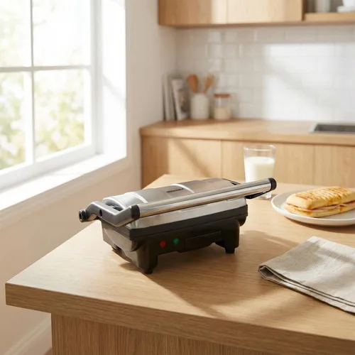 Miniatura 7 de Elite Gourmet EPN-2976 - Prensa Panini antiadherente 2 en 1 y parrilla para interiores, abre sándwiches gourmet de 180 grados, bisagra flotante