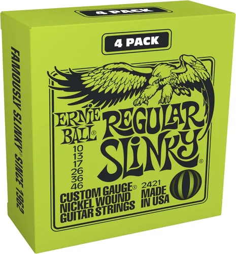 Miniatura 32 de Ernie Ball Regular Slinky - Cuerdas de guitarra eléctrica de níquel enrollado, 6 unidades, calibre 10-46 Regular (38-56)