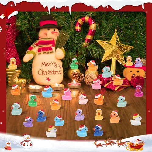 Miniatura 6 de 160 piezas de patos pequeños de Navidad con gorro de Santa, mini patos de resina, patitos pequeños de plástico para Navidad, accesorios para casa