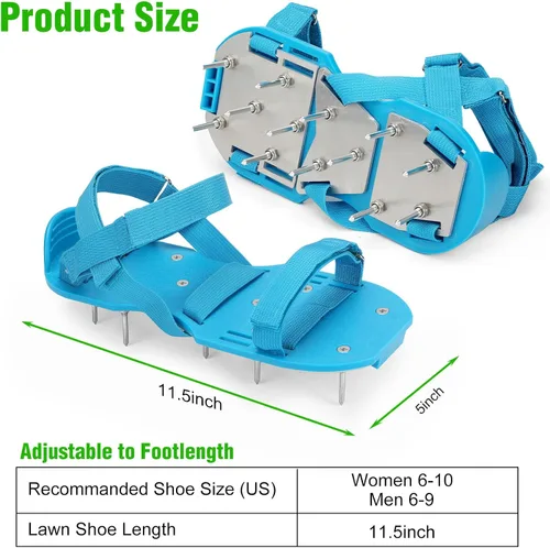 Miniatura 2 de Zapatos aireadores de césped para césped, zapatos aireadores de césped premontados para césped, herramienta aireadora de suelo para aireación de Azul