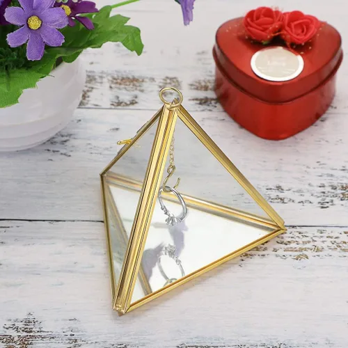 Miniatura 2 de Hipiwe Soporte de exhibición de anillos de joyería, soporte de anillo de cristal, caja de joyería geométrica de cristal, caja de regalo para anillos
