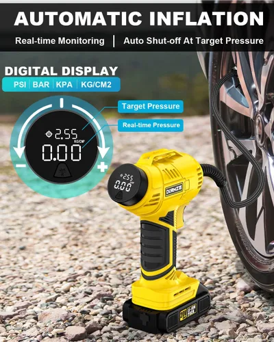 Miniatura 3 de Inflador de neumáticos, compresor de aire portátil, bomba de aire de mano de 150 PSI para neumáticos de automóvil con batería recargable de 20 V