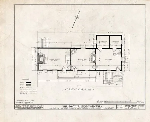Historic Pictoric : Blueprint HABS NJ,2-TAPO,4- (Sheet 2 of 13) - David R. Haring House, 202 Old Tappan Road, Old Tappan, Bergen County, NJ 14in x