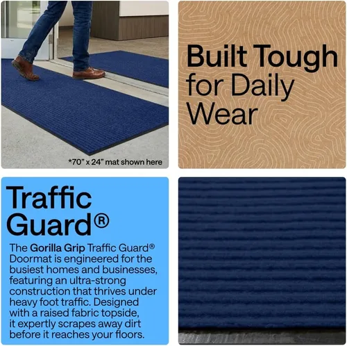 Miniatura 24 de GORILLA GRIP Tapete impermeable para puerta de protección de tráfico, 35 x 23 pulgadas, tapetes de entrada resistentes, tapetes comerciales con Negro