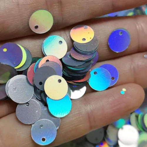 Miniatura 5 de Paillettes de lentejuelas sueltas holográficas plateadas para bordado, novia, apliques, artes, manualidades y adornos (0.236 pulgadas)
