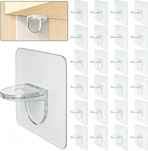 AccEncyc Soporte adhesivo para estante de 2.8 pulgadas, sin perforaciones, clavijas de soporte de estante sin clavos para estantes, armario de
