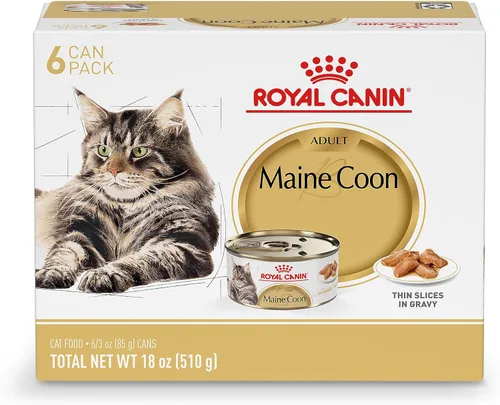 Comida para gatos de Royal Canin, Breed Nutrition para Maine Coon, Adulto, rebanadas delgadas en salsa, 3 oz (Paquete de 6)