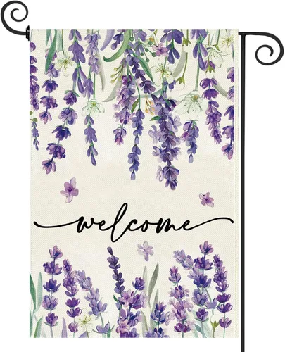 Miniatura 14 de Baccessor Bandera de Casa de Bienvenida de Verano 28 x 40 Pulgadas Divertida Bandera Floral Azul de Primavera para Jardín y Patio de Arpillera