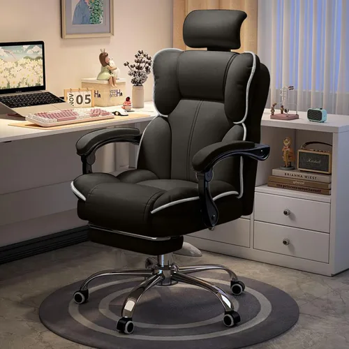 Silla de oficina con reposacabezas, silla de escritorio ejecutiva de respaldo alto con reposapiernas, soporte lumbar ergomómico, sillas de juegos