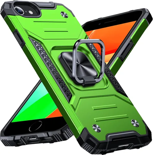 Miniatura 102 de Anqrp Funda resistente para iPhone 6/7/8/SE/SE2 con soporte de anillo mejorado y agarre, grado militar, a prueba de golpes, resistente y robusta