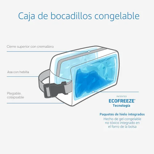 Miniatura 3 de PackIt Caja de aperitivos congelable, color negro, fabricada con tecnología EcoFreeze, plegable, reutilizable, cierre de cremallera con asa