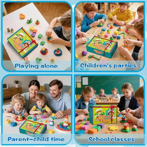 Miniatura 6 de Ixiaoyoo Arcilla seca al aire para niños, kit de arcilla mágica de modelado de 104 colores, suave y antiadherente, juguetes de modelado de artes