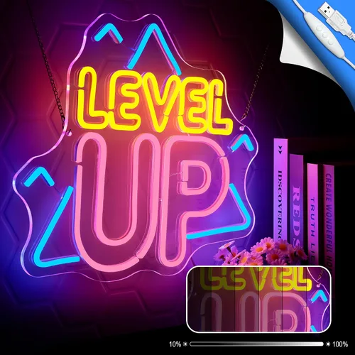 Miniatura 3 de Decoración de sala de juegos, letrero de neón de nivel superior para decoración de pared, accesorios de juegos, letrero LED regulable