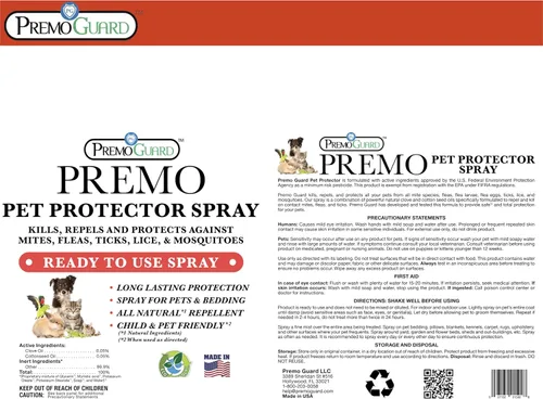 Miniatura 7 de Premo Guard Spray protector para mascotas, 32 onzas, mata ácaros, pulgas, garrapatas y mosquitos, para perros, gatos y el hogar, aceites naturales a