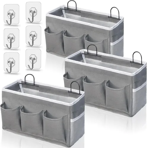 Kanrichu 2 bolsas organizadoras grandes para colgar en la pared, de tela de lino, cestas de almacenamiento para colgar en la puerta con bolsillos,