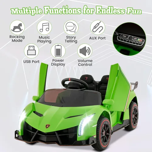 Miniatura 2 de Costzon - Automóvil de paseo Lamborghini con licencia, vehículo deportivo 4WD con batería de 12 V, control remoto, 3 velocidades, puertas Verde