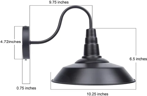 Miniatura 5 de Lightess Black Lámpara de pared con iluminación industrial clásica de metal