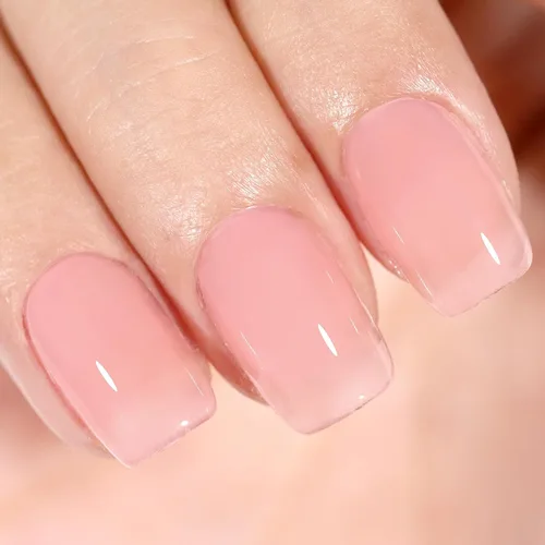 Miniatura 9 de L'UGX Esmalte de uñas de gel rosa translúcido, 0.5 onzas líquidas, esmalte de gel neutro nude, rosa, transparente, natural, UV, punta francesa