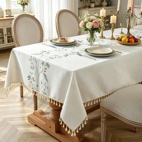 Miniatura 2 de Laolitou - Mantel de lino de algodón impermeable para mesa de comedor, rústico, estilo de granja, mantel rectangular para cocina, mesa auxiliar