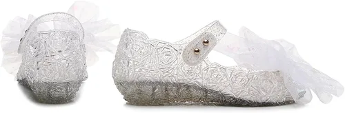 Miniatura 6 de OMGard Zapatos de gelatina para niñas, sandalias de cumpleaños de princesa de reina de la nieve para niñas pequeñas, sandalias azules con purpurina