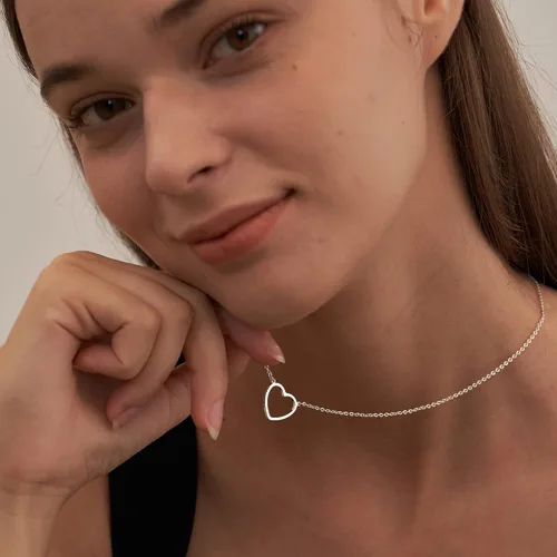 Miniatura 4 de Tewiky - Lindo collar de corazón, collar gargantilla con colgante de corazón de oro de 14 quilates, collar de cadena de corazón abierto de oro