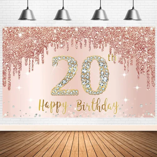 Miniatura 20 de Cartel de cumpleaños 75 para mujer, decoración de fondo de fiesta de cumpleaños de 75 años de oro rosa, póster de cumpleaños de 75 años, decoración