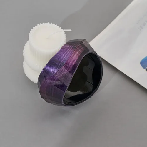 Miniatura 2 de Pulsera de resina acrílica de moda para mujer, gruesa y transparente, con placa moteada de acetato