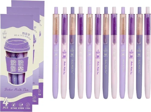 Miniatura 31 de 8 bolígrafos retráctiles estéticos de gel, bolígrafos de escritura de tinta con punta fina suave de 0.020 in, bolígrafos de impresión novedosos
