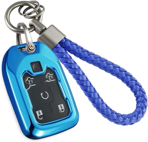 Funda para llavero GMC con llavero de cuerda trenzada de metal antipérdida, exquisita funda suave para Tahoe Acadia Terrain Yukon Yukon XL Silverado