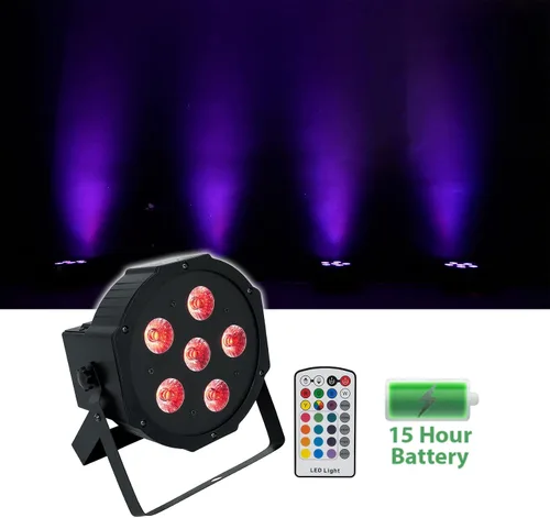 Miniatura 2 de 8 Rockville Batería PAR 6RF recargable RGBWA+UV Wireless DMX Lights+RF Remotes