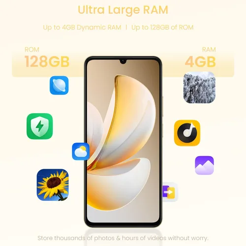 Miniatura 2 de realme Note 70T 4G Smartphone 4+128GB, pantalla de 6.75 pulgadas, oro, pantalla de 90 Hz, batería de 6000 mAh, cámara de 32 MP, potente procesador
