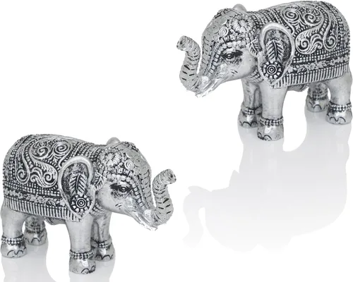 Miniatura 9 de Pequeña estatua de elefante para decoración del hogar, símbolo de suerte y prosperidad, resina de 4 pulgadas, acento dorado antiguo, elefante