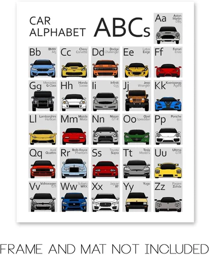 Miniatura 3 de ABC and 123 Car Poster SET – Impresión hecha a mano de la A a la Z y de 1 a 10 – (8 x 10 pulgadas impresión satinada (sin marco) – Regalo