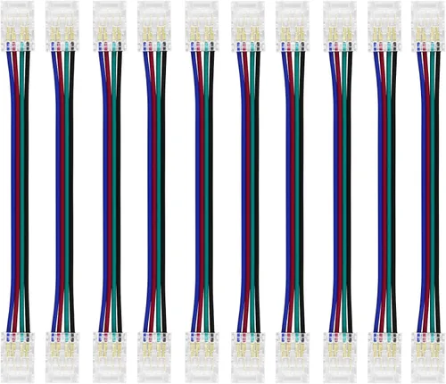 Miniatura 17 de LightingWill Conectores LED de 2 pines de 0.315 in, 10 unidades DC hembra conector transparente sin soldadura, conector de luz de cinta LED 2