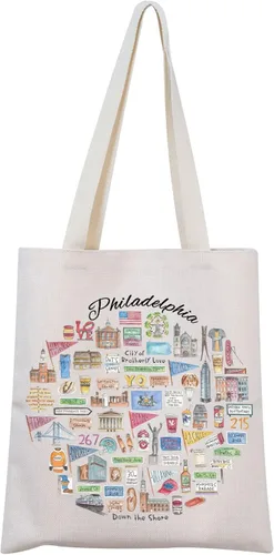 MNIGIU Philadelphia Tote Bag Philadelphia Souvenir Gift Bolsa de viaje Philadelphia Regalo de bienvenida Filadelfia